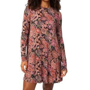 Natural Life Stevie ButterSoft Paisley Mini Dress XS Boho Soft Stretch NWT